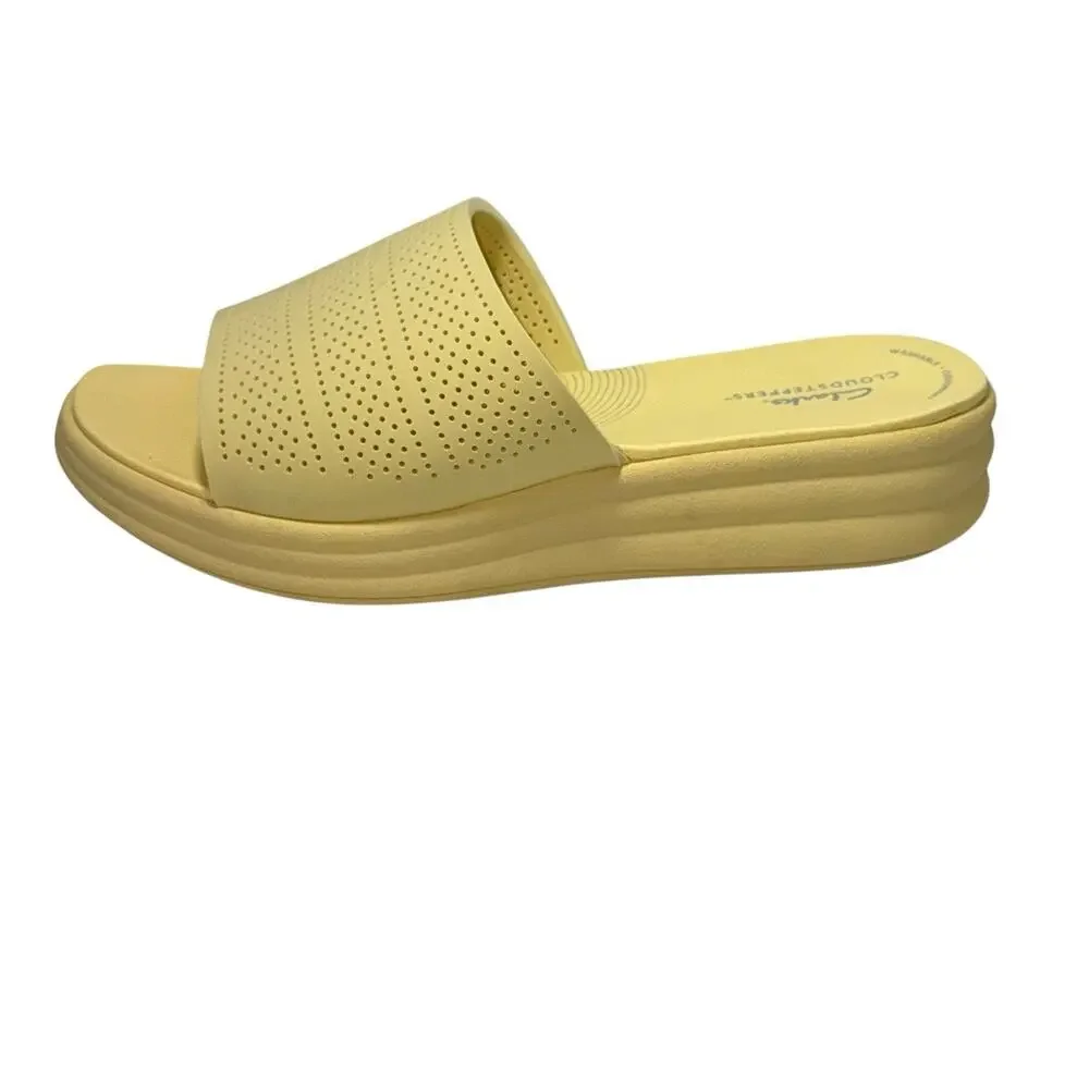 Clarks Drift Twist Light Yellow Platform Slide Sandals SZ/7W